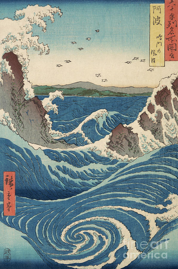 Hokusai Painting - Rough Seas at the Whirlpools of Awa by Hiroshige