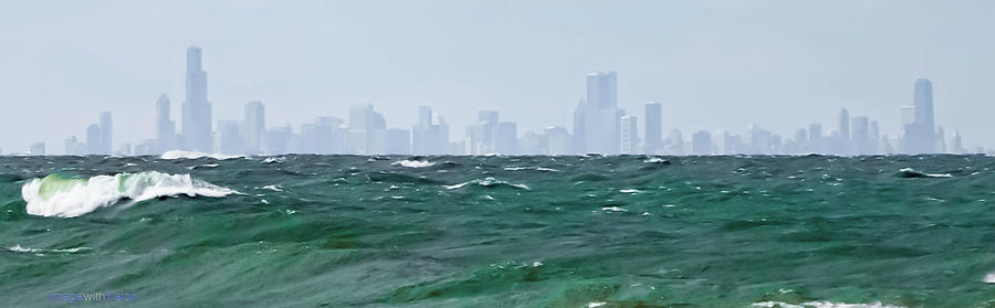 Rough Seas Lake Michigan Chicago Skyline  Photograph by Rich Ackerman