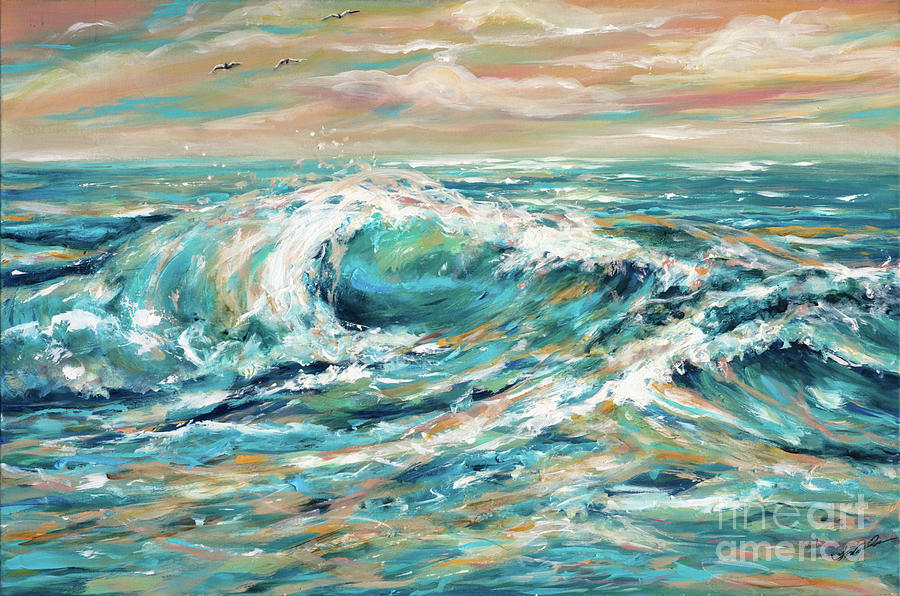 Rough Seas Painting by Linda Olsen