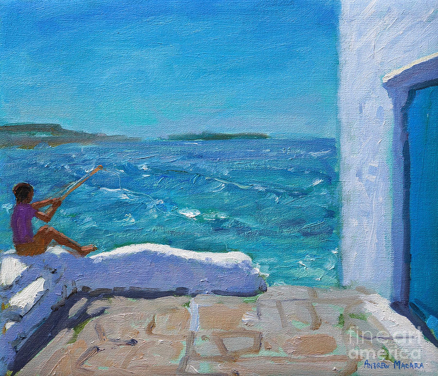 Greek Painting - Rough seas, Mykonos by Andrew Macara
