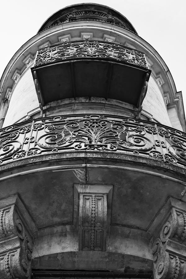 Black And White Photograph - Round Balcony in France by Georgia Clare