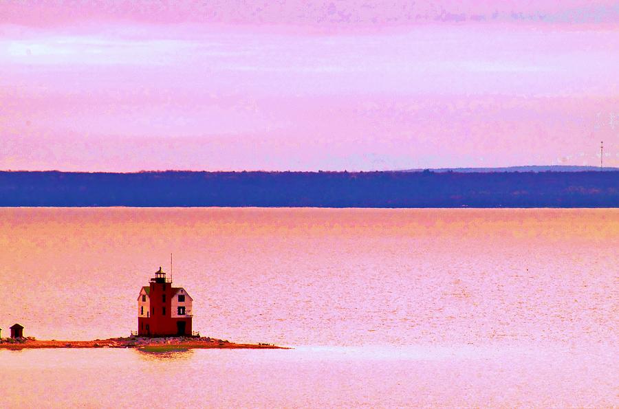 Round Island Lighthouse A Camera Painting Photograph by Daniel Thompson