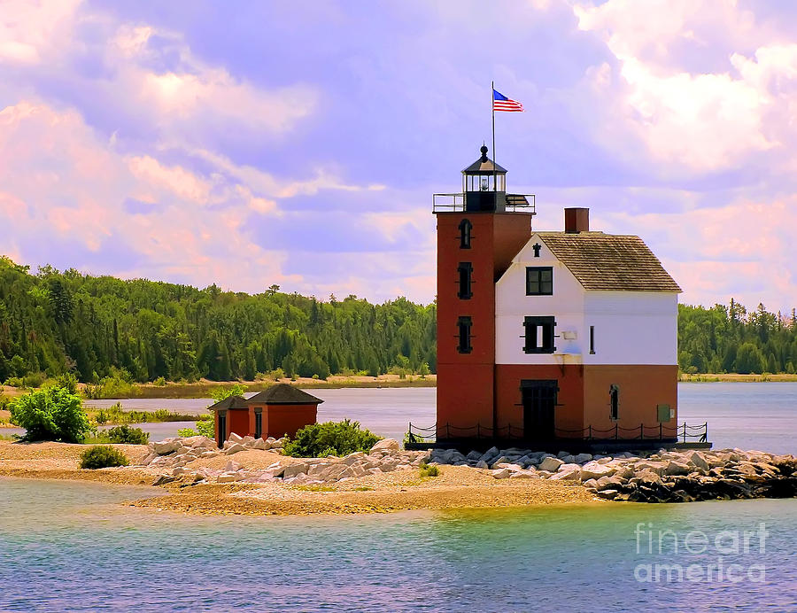 Round Island Lighthouse Painting