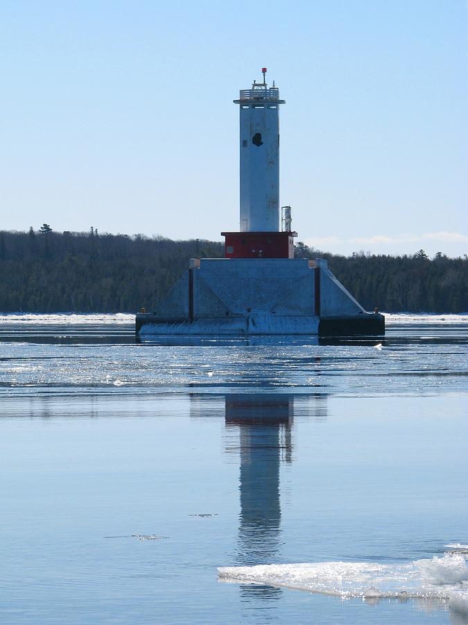 Round Island Passage Light in Winter Photograph by Keith Stokes