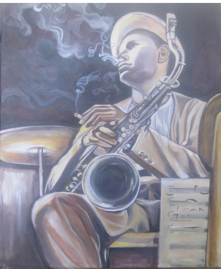 Jazz Painting - Around Midnight by Paula Fey