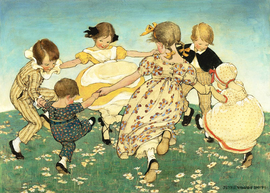 Round the Ring of Roses Mixed Media by Jessie Willcox Smith