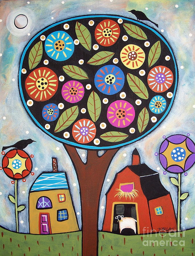 Round Tree Painting by Karla Gerard