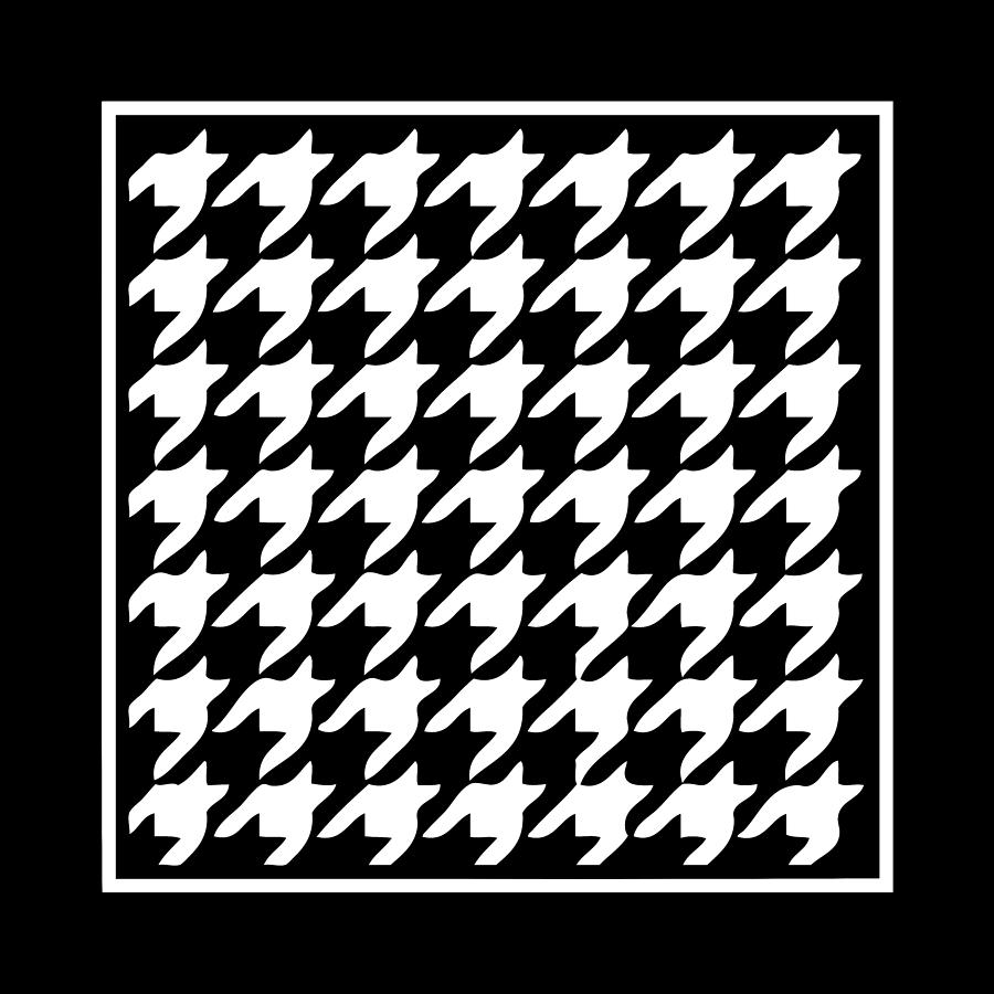 Rounded Houndstooth With Border In White Digital Art by Custom Home ...