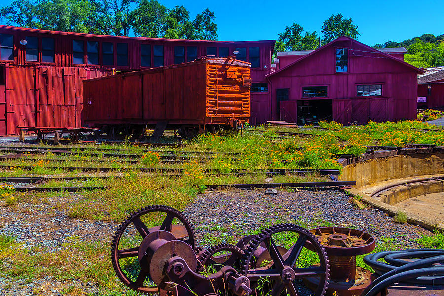 Roundhouse And Box Car Photograph by Garry Gay