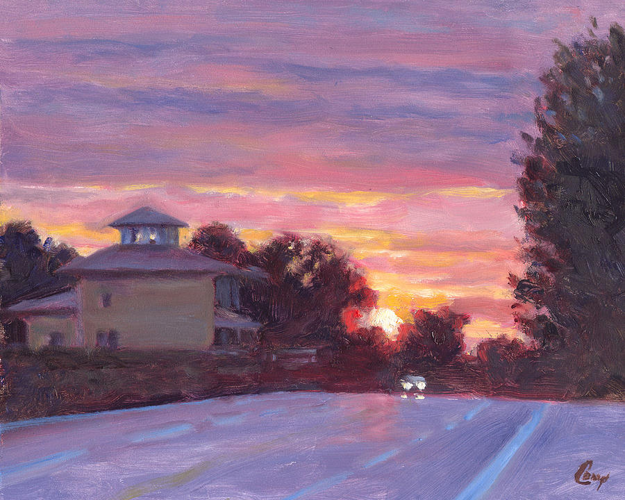 Route 20 sunset Painting by Michael Camp