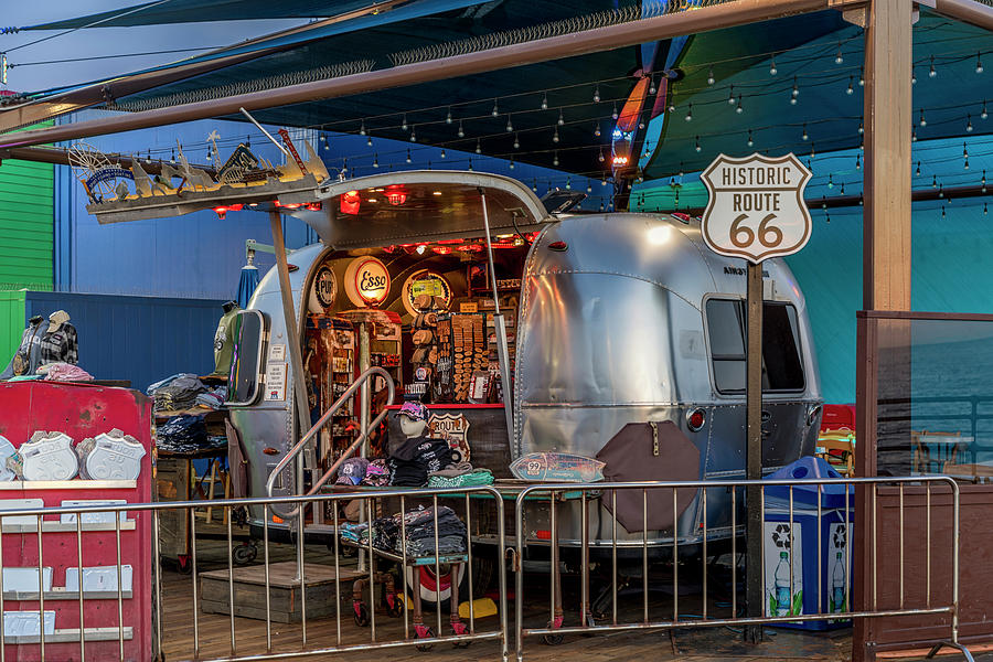 Route 66 And Airstream On Tha Pier Photograph by Gene Parks