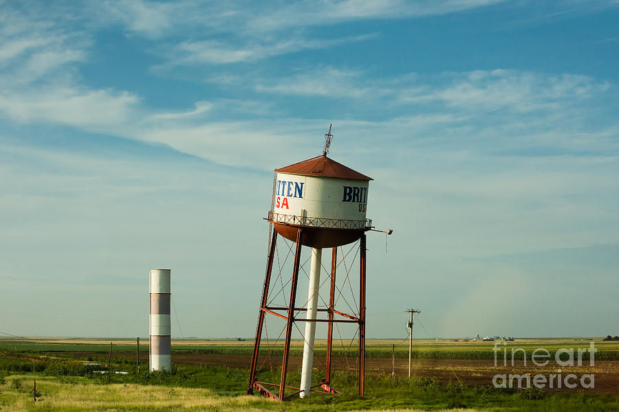 Route 66 and the Leaning Water Tower of Britten Photograph by Mary Jane Armstrong