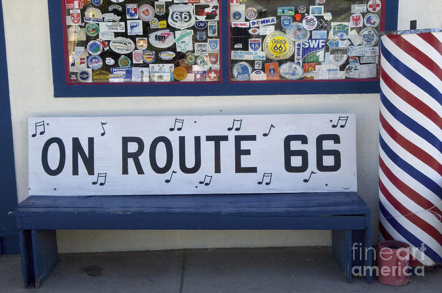 Vintage Sign Photograph - Route 66 Bench by Bob Christopher
