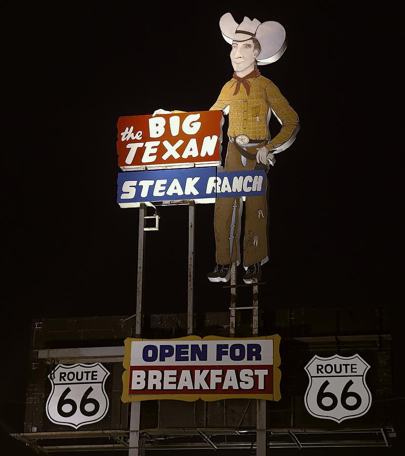 Route 66 - Big Texan Steak Ranch - Amarillo, Texas Photograph by Daniel ...