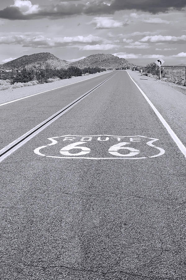 Route 66 black and white Photograph by Lutz Baar