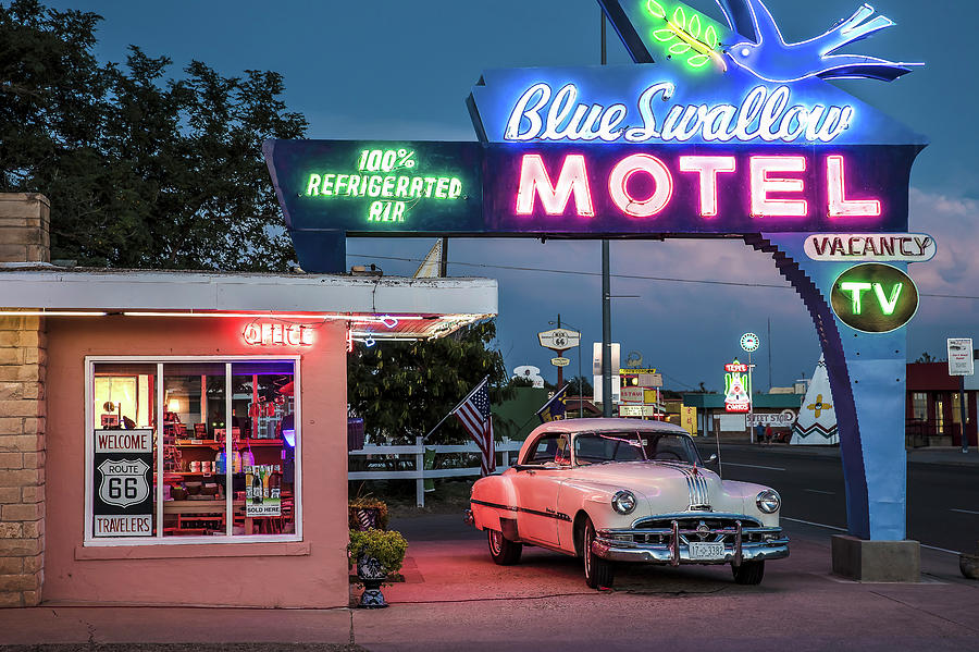 ROUTE 66 Blue Swallow Motel - Tucumcari, New Mexico Photograph by John ...