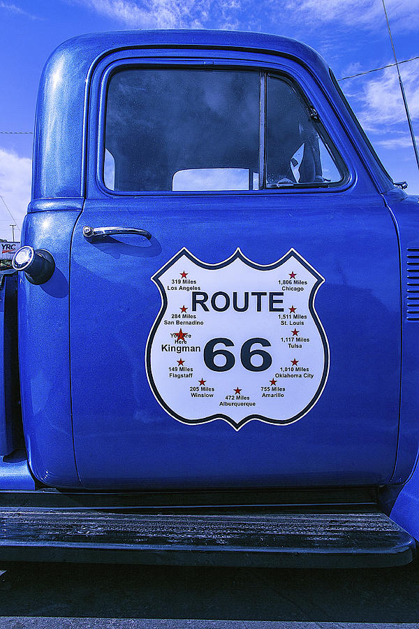 Truck Photograph - Route 66 Blue truck by Garry Gay