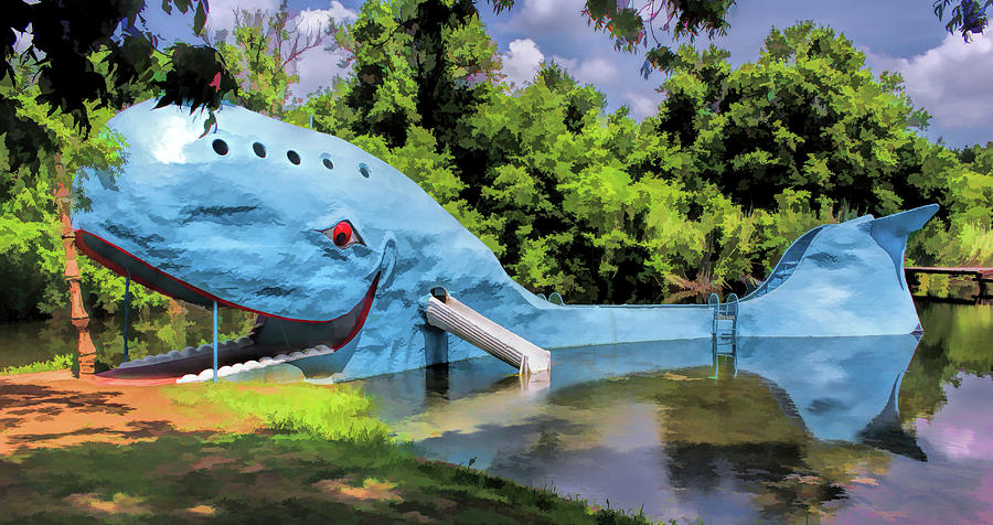 Route 66 Blue Whale of Catoosa Painting by Christopher Arndt