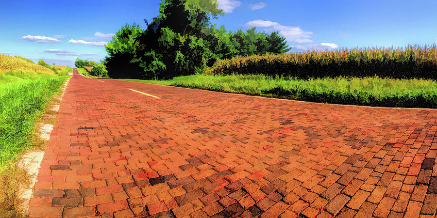 Route 66 Brick Road Painting by Christopher Arndt
