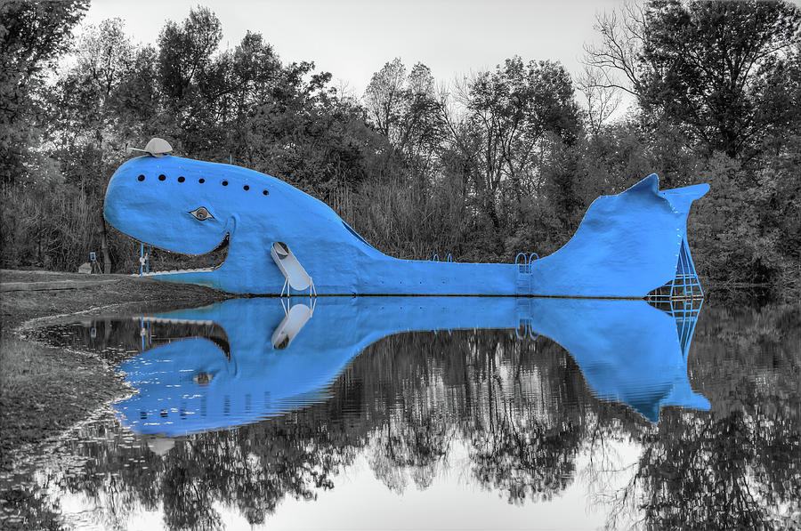 Tulsa Photograph - Route 66 Catoosa Blue Whale - Two Tone by Gregory Ballos