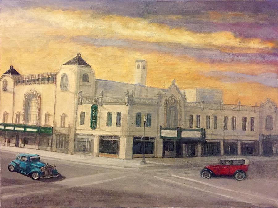 Route 66 Painting - Route 66 Coleman Theatre beautiful Miami Oklahoma  by Larry E Lamb