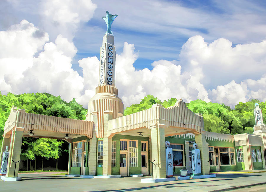 Route 66 Conoco Tower Station Painting by Christopher Arndt