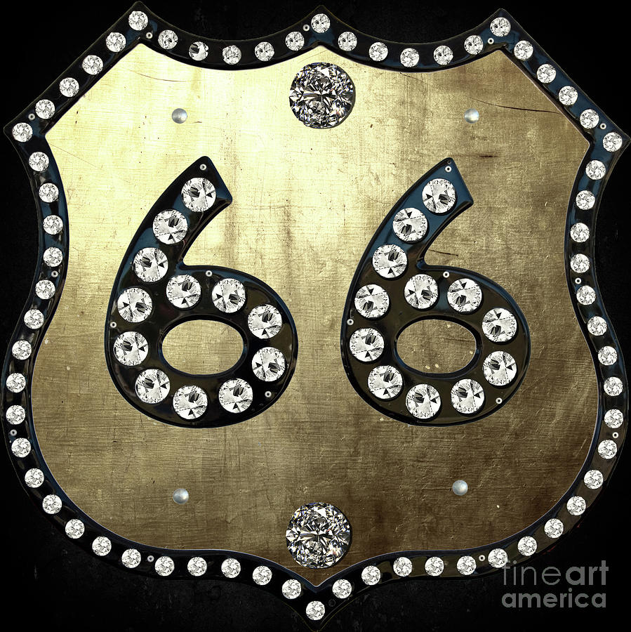 Rt 66 Digital Art - Route 66 Diamonds Sign by Mindy Sommers