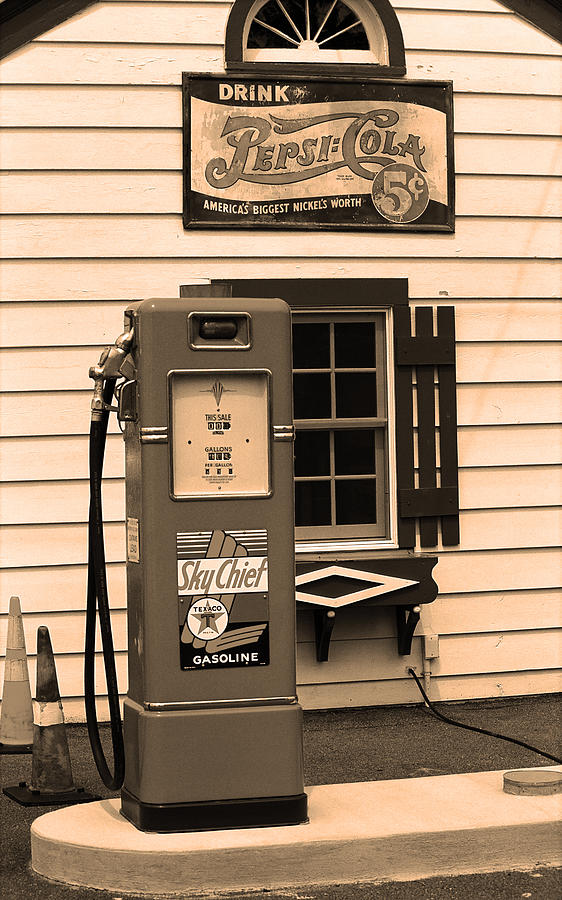 Route 66 - Illinois Vintage Pump 2008 Sepia Photograph by Frank Romeo