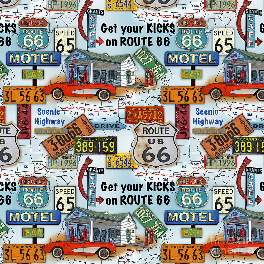 Route 66-JP3933-B Painting by Jean Plout