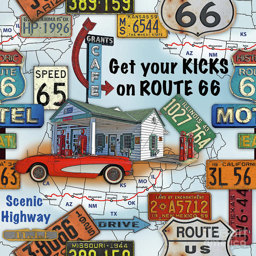 Route 66-JP3933 Painting by Jean Plout