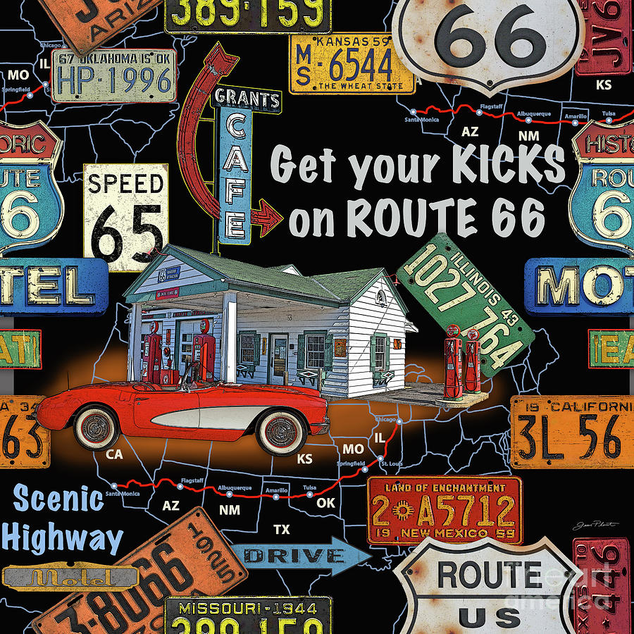 Route 66-JP3934 Painting by Jean Plout