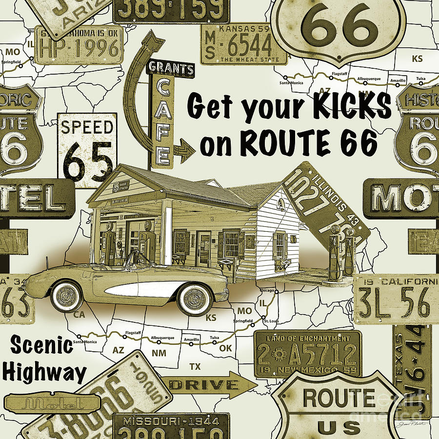 Route 66-JP3936 Painting by Jean Plout