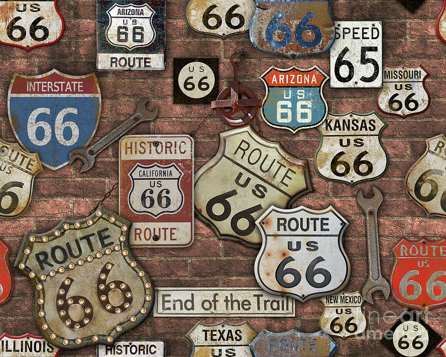 Route 66-JP3955 Painting by Jean Plout