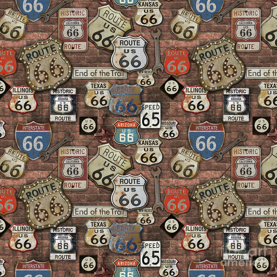 Route 66-JP3956-B Painting by Jean Plout
