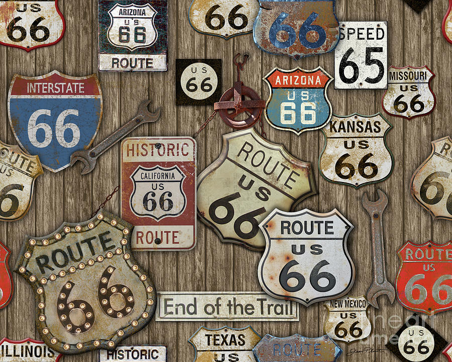 Route 66-JP3956 Painting by Jean Plout