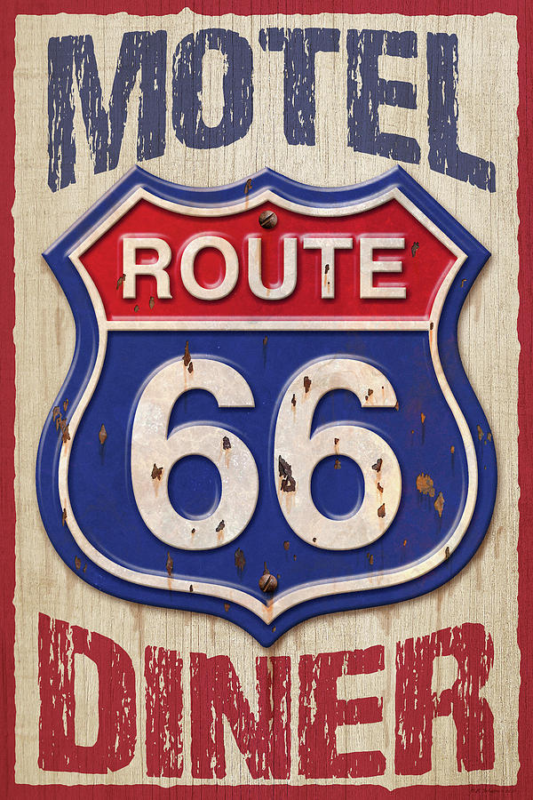 Route 66 Motel Diner Digital Art by WB Johnston