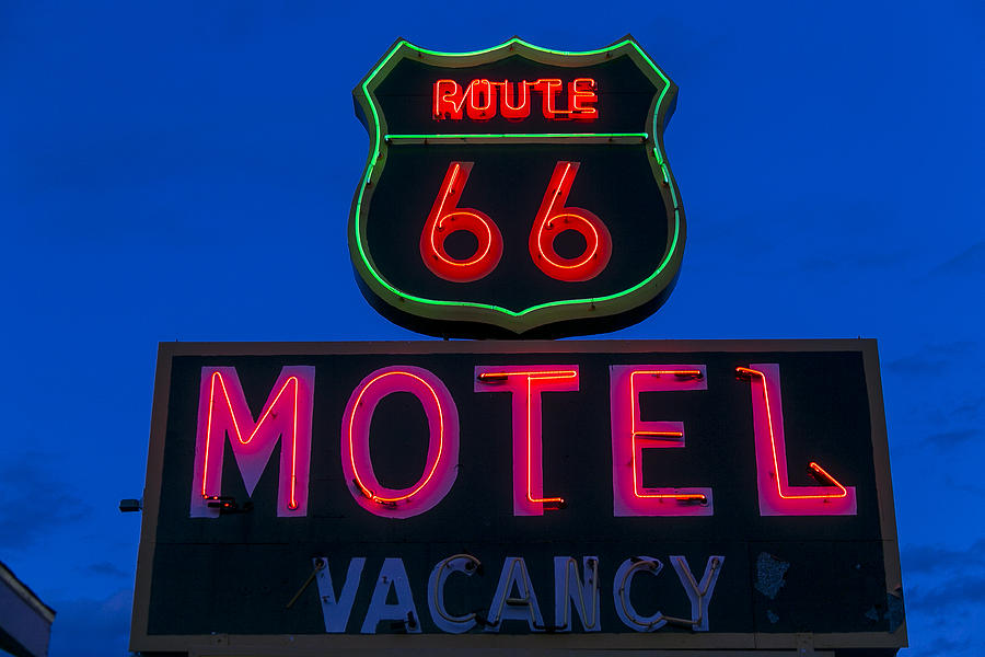 Route 66 Motel Neon Photograph by Garry Gay