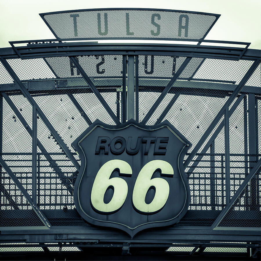 America Photograph - Route 66 Neon Sign - Tulsa - Mixed Tones by Gregory Ballos