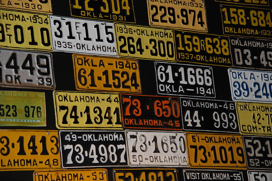 Route 66 Oklahoma Car Tags Photograph by Susanne Van Hulst