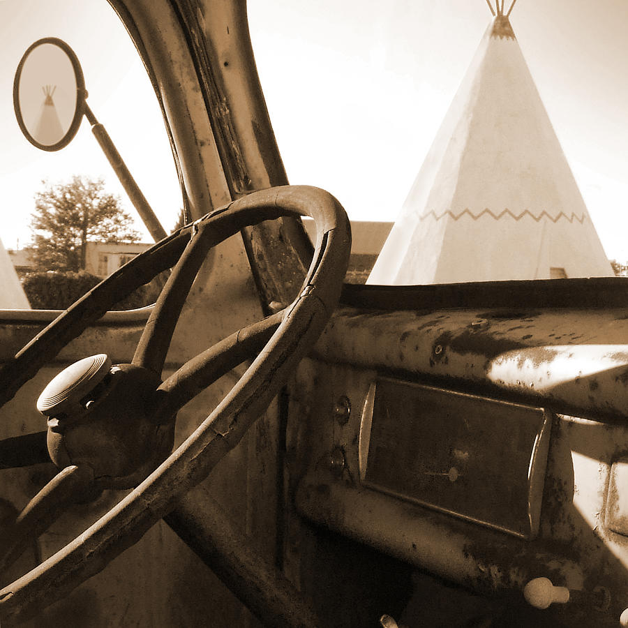 Tee Pee Photograph - Route 66 - Parking at the WigWam by Mike McGlothlen