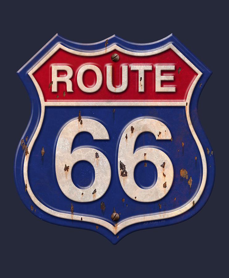 Route 66 Shirt Digital Art by WB Johnston