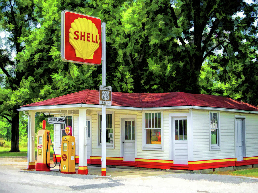 Route 66 Soulsby Service Station Painting by Christopher Arndt