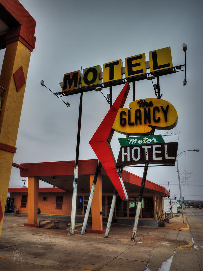 Sign Photograph - Route 66 - The Clancy Motel 001 by Lance Vaughn