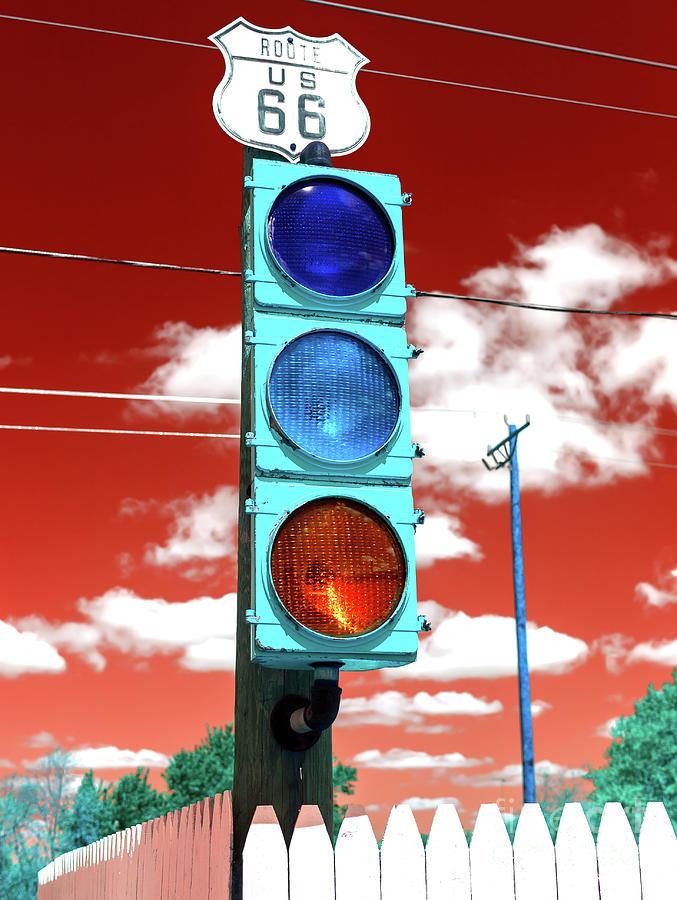 Route 66 Traffic Light Pop Art Photograph by John Rizzuto