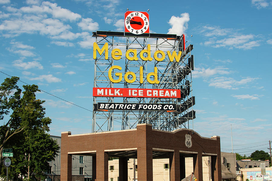 Tulsa Photograph - Route 66 Tulsa Meadow Gold Vintage Sign  by Gregory Ballos