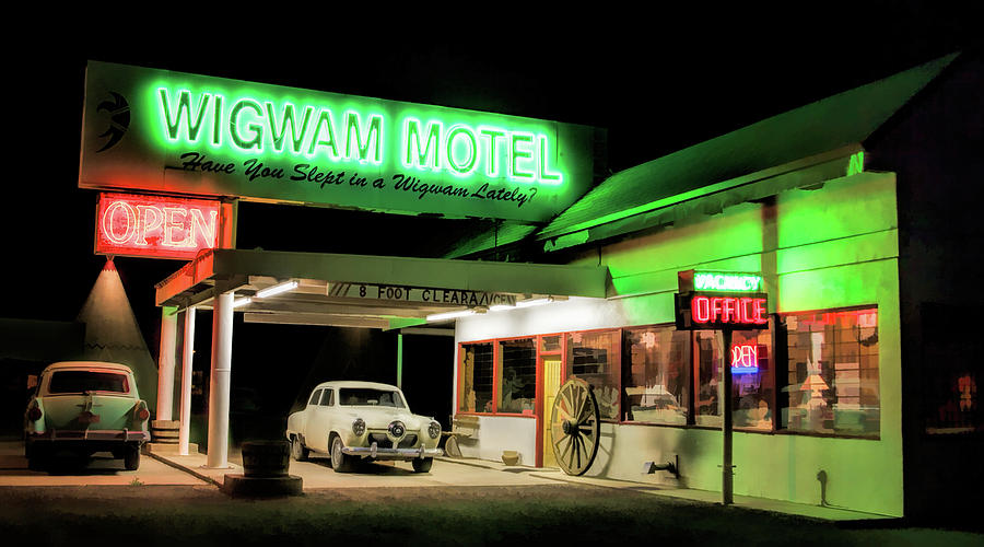 Route 66 Wigwam Motel Car Port Painting by Christopher Arndt