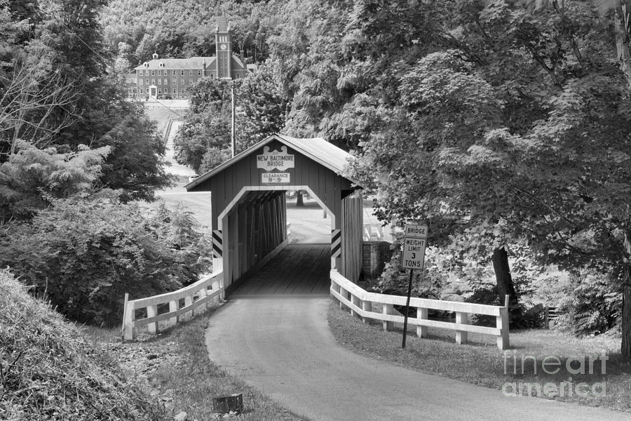 Route 812 Coverd Bridge Black And White Photograph by Adam Jewell