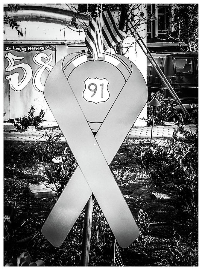 Route 91 Harvest Festival Memorial 14 Monochrome Photograph by Shirley Anderson