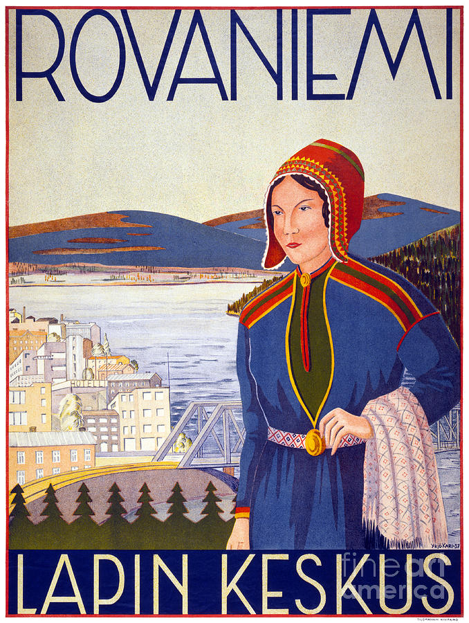 Vintage Painting - Rovaniemi Lapin Keskus Vintage Travel Poster by Vintage Treasure