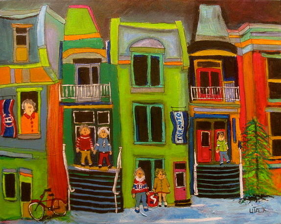 Row Houses Painting by Michael Litvack